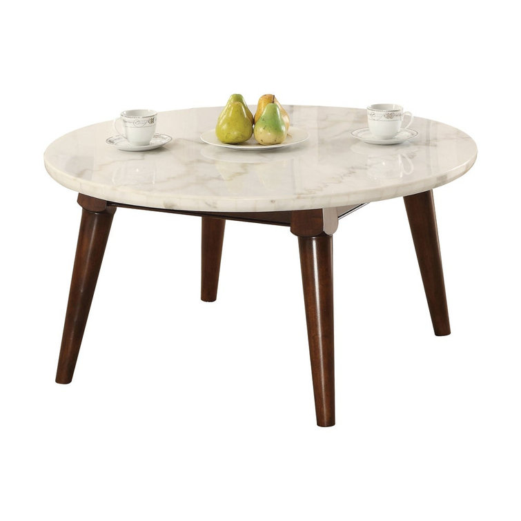ACME Furniture ACME Gasha Coffee Table, White Marble & Walnut Wayfair